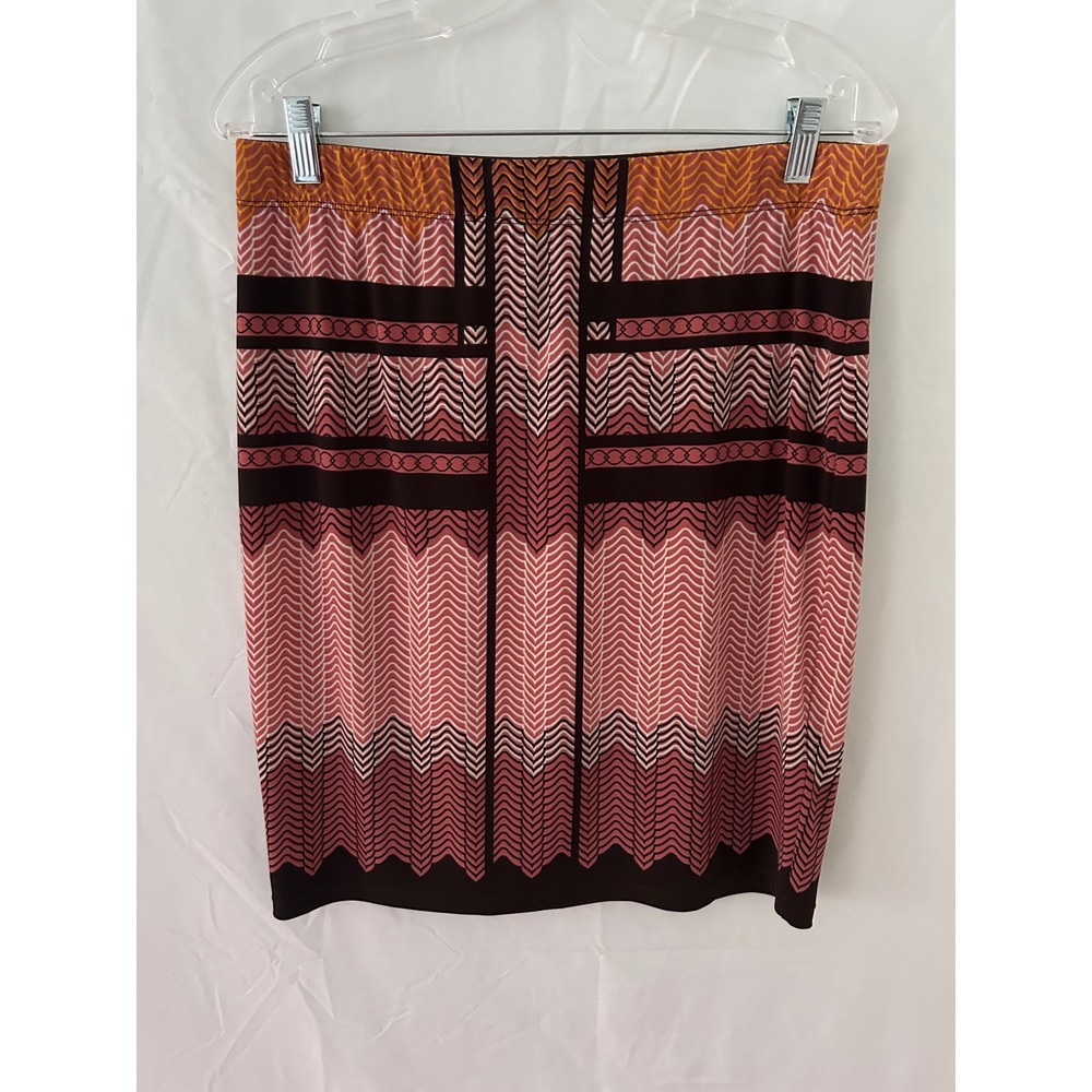 MSSTP Max Studio Women's Skirt Size L Pink Brown Geometric Print‎ Career